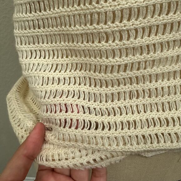 NWT FREE PEOPLE Babes Only Sweater Tee Sheer Open Weave in Cream - Picture 6 of 16